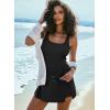 imageAleumdr One Piece Swimdress Swimsuit for Women Tummy Control Split Swim Dress Skirt Bathing Suit with PocketsBlack