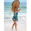 imageAleumdr One Piece Swimdress Swimsuit for Women Tummy Control Split Swim Dress Skirt Bathing Suit with PocketsBlue Printed