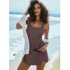 imageAleumdr One Piece Swimdress Swimsuit for Women Tummy Control Split Swim Dress Skirt Bathing Suit with PocketsDark Brown