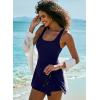 imageAleumdr One Piece Swimdress Swimsuit for Women Tummy Control Split Swim Dress Skirt Bathing Suit with PocketsNavy Blue