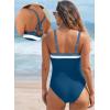 imageAleumdr One Piece Swimsuit Women Athletic Bathing Suits Color Block Womens Swimsuits SwimwearA2 Blue