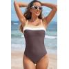 imageAleumdr One Piece Swimsuit Women Athletic Bathing Suits Color Block Womens Swimsuits SwimwearA4 Brown