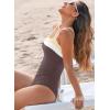 imageAleumdr One Piece Swimsuit Women Athletic Bathing Suits Color Block Womens Swimsuits SwimwearA4 Brown