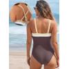 imageAleumdr One Piece Swimsuit Women Athletic Bathing Suits Color Block Womens Swimsuits SwimwearA4 Brown