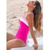 imageAleumdr One Piece Swimsuit Women Athletic Bathing Suits Color Block Womens Swimsuits SwimwearA5 Hot Pink