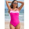 imageAleumdr One Piece Swimsuit Women Athletic Bathing Suits Color Block Womens Swimsuits SwimwearA5 Hot Pink
