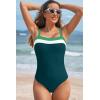 imageAleumdr One Piece Swimsuit Women Athletic Bathing Suits Color Block Womens Swimsuits SwimwearA6 Green