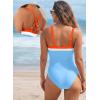imageAleumdr One Piece Swimsuit Women Athletic Bathing Suits Color Block Womens Swimsuits SwimwearA7 Light Blue