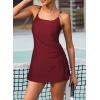 imageAleumdr One Piece Swimsuits Women Swim Dress Skirted Tummy Control Bathing Suit Modest Swimwear with PocketsA7 Wine Red