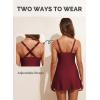 imageAleumdr One Piece Swimsuits Women Swim Dress Skirted Tummy Control Bathing Suit Modest Swimwear with PocketsA7 Wine Red