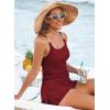 imageAleumdr One Piece Swimsuits Women Swim Dress Skirted Tummy Control Bathing Suit Modest Swimwear with PocketsA7 Wine Red