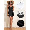 imageAleumdr Ribbed One Piece Swimdress Swimsuits for Women Tummy Control Tie Knot Swim Skirt V Neck Bathing SuitBlack