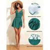 imageAleumdr Ribbed One Piece Swimdress Swimsuits for Women Tummy Control Tie Knot Swim Skirt V Neck Bathing SuitBlackish Green