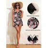 imageAleumdr Ribbed One Piece Swimdress Swimsuits for Women Tummy Control Tie Knot Swim Skirt V Neck Bathing SuitFlower Black
