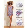 imageAleumdr Ribbed One Piece Swimdress Swimsuits for Women Tummy Control Tie Knot Swim Skirt V Neck Bathing SuitFlower Pink