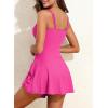 imageAleumdr Ribbed One Piece Swimdress Swimsuits for Women Tummy Control Tie Knot Swim Skirt V Neck Bathing SuitHot Pink