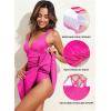 imageAleumdr Ribbed One Piece Swimdress Swimsuits for Women Tummy Control Tie Knot Swim Skirt V Neck Bathing SuitHot Pink