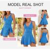 imageAleumdr Ribbed One Piece Swimdress Swimsuits for Women Tummy Control Tie Knot Swim Skirt V Neck Bathing SuitSky Blue
