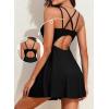 imageAleumdr Swim Dress for Women One Piece Tummy Control Swimsuit Ribbed A Line Skirted Bathing SuitsA Black