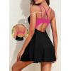 imageAleumdr Swim Dress for Women One Piece Tummy Control Swimsuit Ribbed A Line Skirted Bathing SuitsA Black Pink