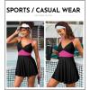 imageAleumdr Swim Dress for Women One Piece Tummy Control Swimsuit Ribbed A Line Skirted Bathing SuitsA Black Pink
