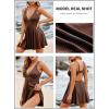 imageAleumdr Swim Dress for Women One Piece Tummy Control Swimsuit Ribbed A Line Skirted Bathing SuitsA Brown
