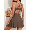 imageAleumdr Swim Dress for Women One Piece Tummy Control Swimsuit Ribbed A Line Skirted Bathing SuitsA Brown