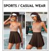 imageAleumdr Swim Dress for Women One Piece Tummy Control Swimsuit Ribbed A Line Skirted Bathing SuitsA Brown Pink