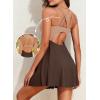 imageAleumdr Swim Dress for Women One Piece Tummy Control Swimsuit Ribbed A Line Skirted Bathing SuitsA Brown Pink