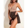 imageAleumdr Swim Dress for Women One Piece Tummy Control Swimsuit Ribbed A Line Skirted Bathing SuitsA Brown Pink