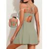 imageAleumdr Swim Dress for Women One Piece Tummy Control Swimsuit Ribbed A Line Skirted Bathing SuitsA Green