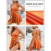 imageAleumdr Swim Dress for Women One Piece Tummy Control Swimsuit Ribbed A Line Skirted Bathing SuitsA Orange