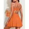 imageAleumdr Swim Dress for Women One Piece Tummy Control Swimsuit Ribbed A Line Skirted Bathing SuitsA Orange