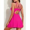 imageAleumdr Swim Dress for Women One Piece Tummy Control Swimsuit Ribbed A Line Skirted Bathing SuitsA Pink