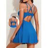 imageAleumdr Swim Dress for Women One Piece Tummy Control Swimsuit Ribbed A Line Skirted Bathing SuitsA Sky Blue