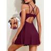 imageAleumdr Swim Dress for Women One Piece Tummy Control Swimsuit Ribbed A Line Skirted Bathing SuitsA Wine Red