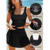 imageAleumdr Tankini Swimsuits for Women Swim Dress Two Piece Bathing Suit Square Neck Drawstring Tankini Tops with SkirtA1 Black