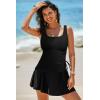 imageAleumdr Tankini Swimsuits for Women Swim Dress Two Piece Bathing Suit Square Neck Drawstring Tankini Tops with SkirtA1 Black