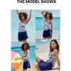 imageAleumdr Tankini Swimsuits for Women Swim Dress Two Piece Bathing Suit Square Neck Drawstring Tankini Tops with SkirtA2 Printed Blue