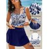 imageAleumdr Tankini Swimsuits for Women Swim Dress Two Piece Bathing Suit Square Neck Drawstring Tankini Tops with SkirtA2 Printed Blue