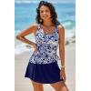 imageAleumdr Tankini Swimsuits for Women Swim Dress Two Piece Bathing Suit Square Neck Drawstring Tankini Tops with SkirtA2 Printed Blue