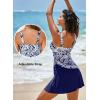 imageAleumdr Tankini Swimsuits for Women Swim Dress Two Piece Bathing Suit Square Neck Drawstring Tankini Tops with SkirtA2 Printed Blue
