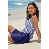 imageAleumdr Tankini Swimsuits for Women Swim Dress Two Piece Bathing Suit Square Neck Drawstring Tankini Tops with SkirtA4 Stripe Blue