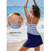 imageAleumdr Tankini Swimsuits for Women Swim Dress Two Piece Bathing Suit Square Neck Drawstring Tankini Tops with SkirtA4 Stripe Blue