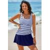 imageAleumdr Tankini Swimsuits for Women Swim Dress Two Piece Bathing Suit Square Neck Drawstring Tankini Tops with SkirtA4 Stripe Blue