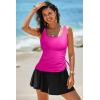 imageAleumdr Tankini Swimsuits for Women Swim Dress Two Piece Bathing Suit Square Neck Drawstring Tankini Tops with SkirtA5 Pink