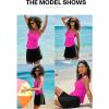 imageAleumdr Tankini Swimsuits for Women Swim Dress Two Piece Bathing Suit Square Neck Drawstring Tankini Tops with SkirtA5 Pink
