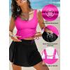 imageAleumdr Tankini Swimsuits for Women Swim Dress Two Piece Bathing Suit Square Neck Drawstring Tankini Tops with SkirtA5 Pink