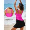 imageAleumdr Tankini Swimsuits for Women Swim Dress Two Piece Bathing Suit Square Neck Drawstring Tankini Tops with SkirtA5 Pink