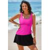 imageAleumdr Tankini Swimsuits for Women Swim Dress Two Piece Bathing Suit Square Neck Drawstring Tankini Tops with SkirtA5 Pink